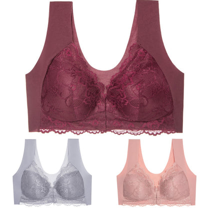 ✨【3 komada】 grudnjak velike veličine s kopčom sprijeda bez čeličnih prstenova, prekrasno donje rublje straga