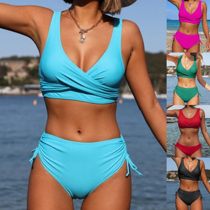 🏖️👙【Popust na novi proizvod】🌴【S-3XL】Novi ženski jednostavni jednobojni, brzosušeći, udobni, prozračni bikini kupaći kostim za ljeto