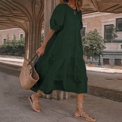 【S-5XL】Rochie de vară pentru femei în stil boem, rochie vintage cu gât rotund de diferite culori