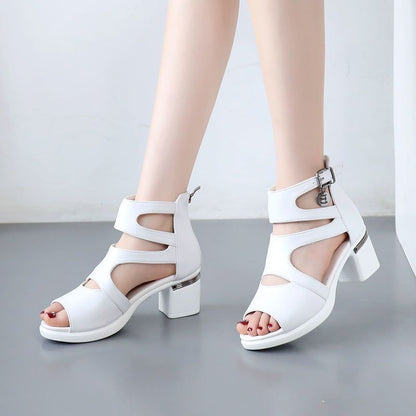 💝👡【35-41】Sandale goale cu talpă înaltă, la modă, 2025, cu toc gros pentru mers ușor