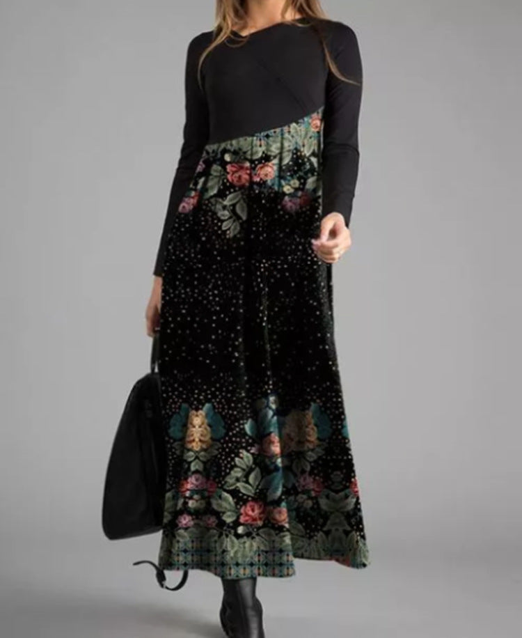👗【S-3XL】Nowa jesienno-zimowa damska sukienka z długim rękawem i patchworkiem