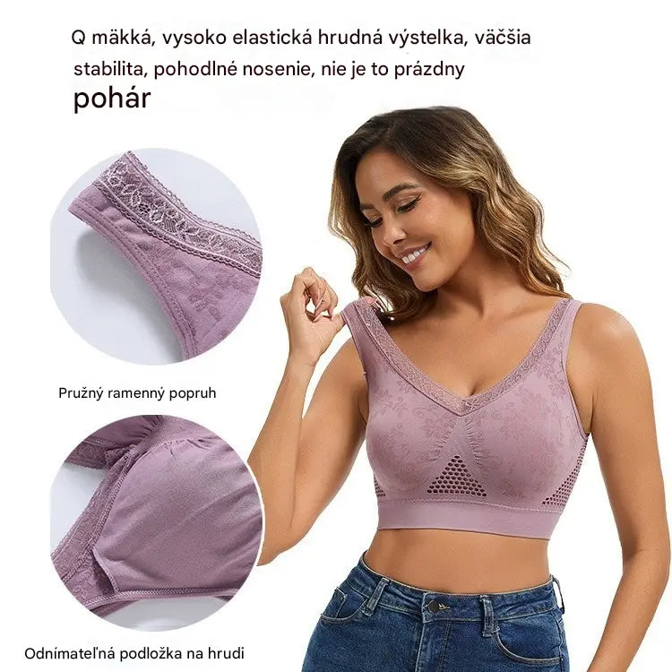 😍❤️40-120 kg【Zestaw 3 sztuk】✨ Biustonosz koronkowy bez fiszbin z wysokim wsparciem dla kobiet