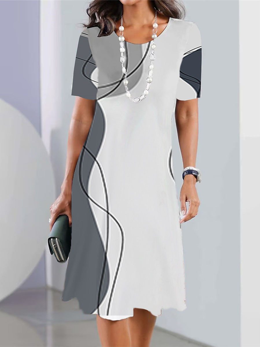 ✨👗【XS-5XL】2025 nova plus size ženska haljina s printom i okruglim izrezom, ležerna i prozračna.