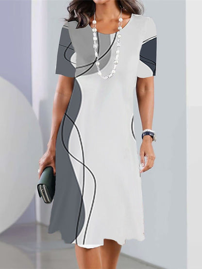✨👗【XS-5XL】2025 nova plus size ženska haljina s printom i okruglim izrezom, ležerna i prozračna.