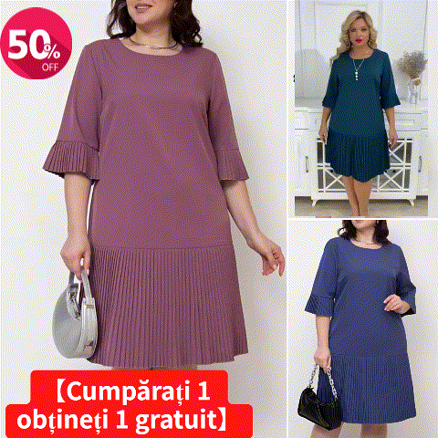 【S-5XL】 Rochie de culoare solidă cu temperament lejer și confortabil