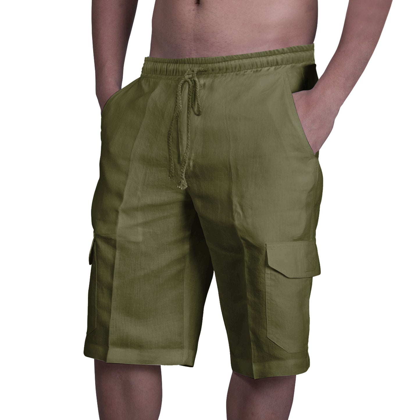 👖⛵ 50% popusta 🔥【50–100 kg】Muške lanene cargo hlače s vezicama i više džepova ✅️Plaćanje pouzećem