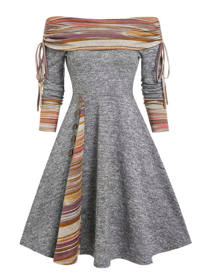 👗【S-3XL】2025 noua moda rochie cu maneca lunga pe un umar