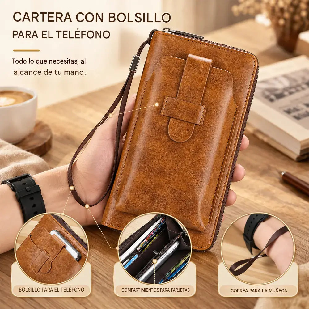 【50% de descuento】💼 Cartera multifuncional para hombre, hecha a mano en cuero auténtico – nuevo modelo