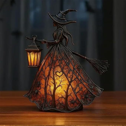 🧙‍‍♀️ Lampa czarownicy na Halloween, dekoracja domu w stylu gotyckiej czarownicy, spersonalizowana lampka nocna