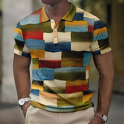 🌴👕【S-5XL】🔥✨2025 Lato Nowa męska casualowa koszulka POLO z geometrycznym wzorem