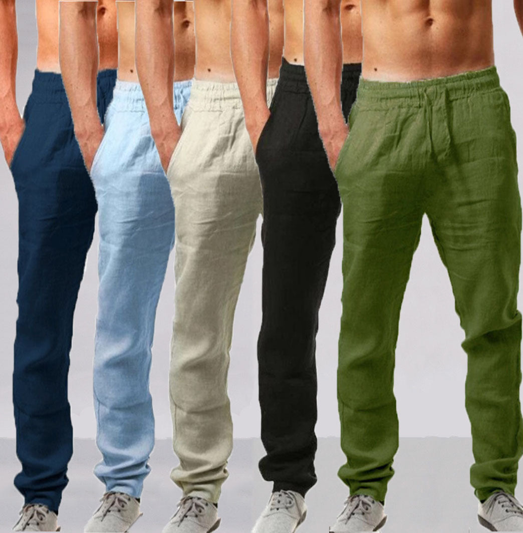 😍👖【S-4XL】💥2025 nove ljetne muške ležerne sportske hlače velike veličine, široka verzija prozračnog materijala od pamuka i lana