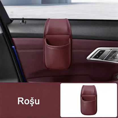 🚗 Dodatni prostor i red u automobilu! Kožni držač za vrata automobila / držač za čaše i telefon (Jednostavna montaža na prozor / 1+1 GRATIS ponuda)!