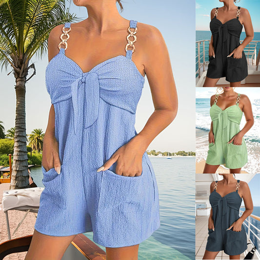 🎀👖【Ljetne novosti - 50% popusta 🔥】【S–2XL】Ženski kombinezon s naramenicama i ukrasnim prstenovima