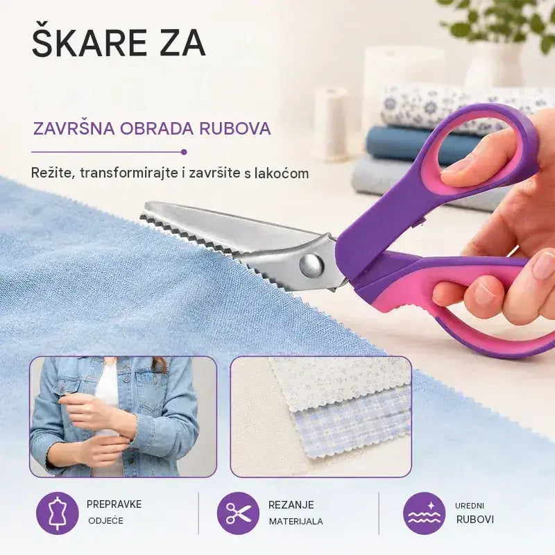 ✂️ Reže besprijekorno i sprječava habanje materijala! Profesionalne cik-cak / valovite škare za krojenje i ručni rad! ✨