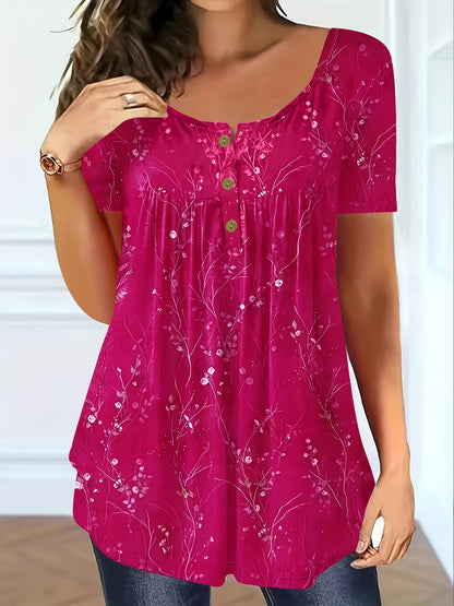 【Sezonska rasprodaja】📢🦋Ženski plisirani tunika s cvjetnim printom - elegancija koja se kreće s vama.🌸