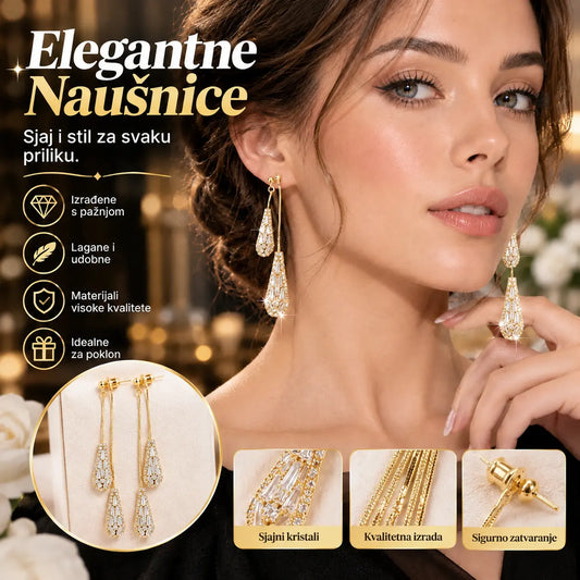 📢📢Popust od 50 %!! ⏰Ženske naušnice s resicama i cirkonom u obliku suze (svestran dizajn)✨Elegantne pozlaćene viseće naušnice