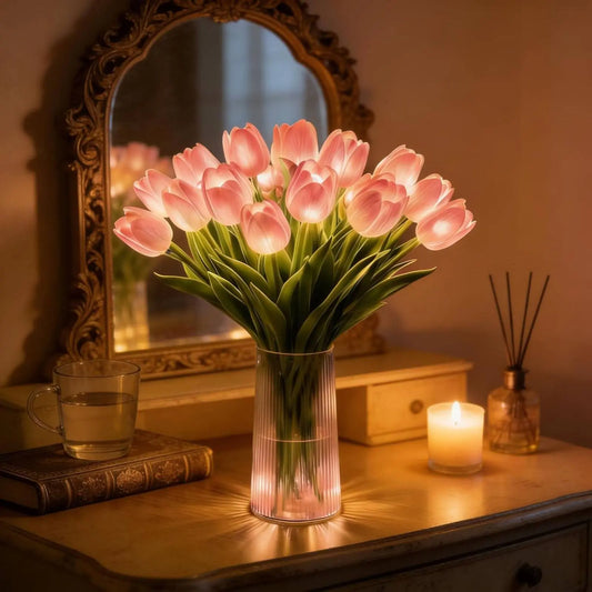 🌷🌷Romantična noćna svjetiljka s 15 tulipana i svjetlucavim LED cvjetovima koji ne blijede