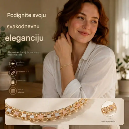 📢📢Vremenski ograničen popust 50%! ⏰ Elegantna kubanska narukvica, ženski stil: prekrasan privjesak, klasičan dizajn, udobna za nošenje💝