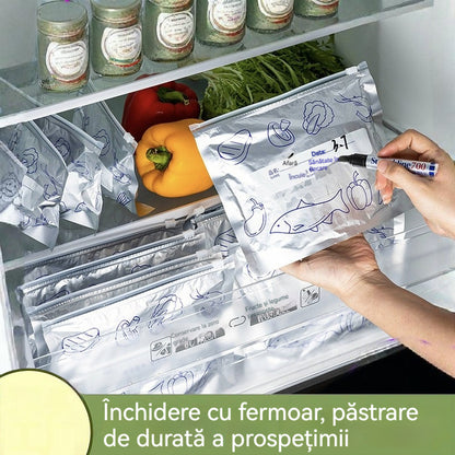🔥🔥Un total de 90 de pungi antibacteriene din folie de aluminiu, super ușor de utilizat, pentru păstrarea prospețimii.