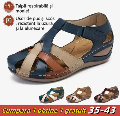 💥[35-43] Ženske ljetne sandale, izrađene od mekane kože, debeli potplat, šuplji čičak