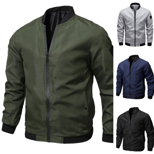 🚀🧥【50% zniżki 🔥】【M–6XL】Męska casualowa jednokolorowa kurtka pilotka w dużych rozmiarach