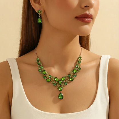 ✨【Ogrlica + naušnice】💖💎Novi set šarene ogrlice i naušnica od kubnog cirkona.