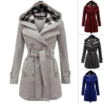 🔥【S-3XL】Chaqueta cálida de largo medio con capucha para mujer