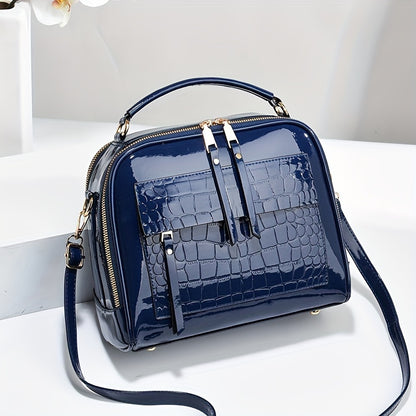 🔥👜Nowa elegancka torebka damska w stylu retro ze skóry krokodyla ze skóry lakierowanej