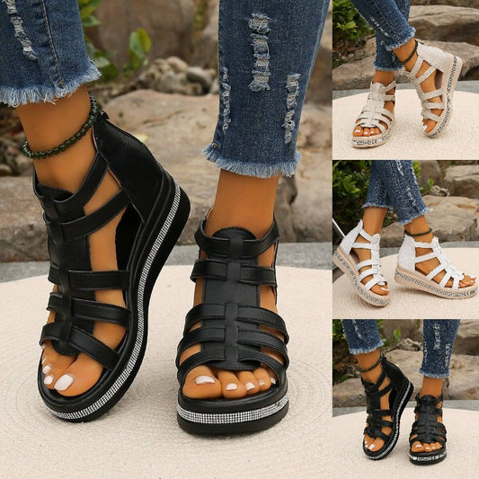 🔥👍【36-42】2026 Nuevas sandalias romanas elegantes de cuero suave para mujer con suela gruesa