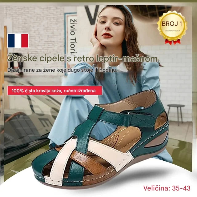 💖[35-43] Ženske ljetne sandale, izrađene od mekane kože, debeli potplat, šuplji čičak