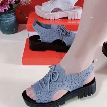 🎉👟【35-40】Sandale sport din țesătură cu muscă cu platformă în stil nou pentru femei