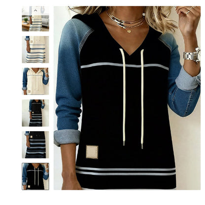 🔥💖Nova 2025. godina dugačka traper haljina s kapuljačom u kontrastnim bojama