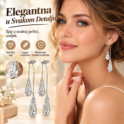 📢📢Popust od 50 %!! ⏰Ženske naušnice s resicama i cirkonom u obliku suze (svestran dizajn)✨Elegantne pozlaćene viseće naušnice