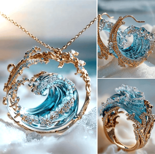 🔥Gorąca wyprzedaż🔥💎Wykwintny zestaw biżuterii z elementem oceanu (naszyjnik/kolczyki/pierścionek)