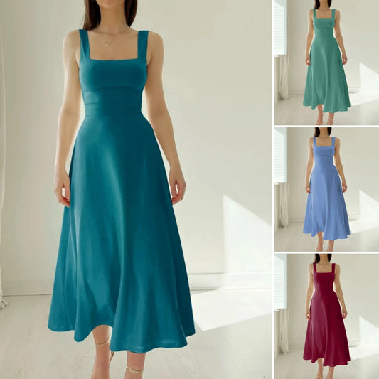 【50%OFF】👗【XS-3XL】Rochie de vară pentru femei, cu bretele groase, cu talie subțire