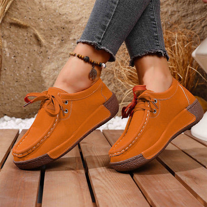 🔥🌟【50% de descuento】Zapatos de mujer con suela gruesa y punta redonda – Calzado moderno y cómodo con soporte para los pies, que absorbe los impactos y ayuda a mantener una postura correcta.