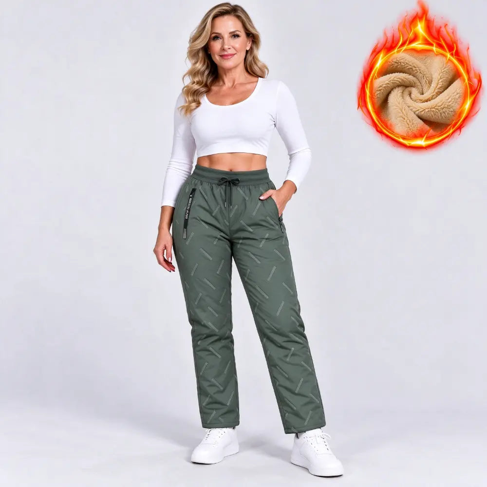 🔥【XXS-3XL】Pantalones térmicos para mujer con forro polar – impermeables y cortavientos