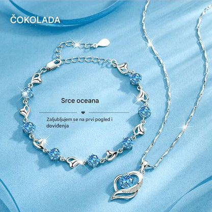 ❣️❣️Set 925 srebrna narukvica + ogrlica Heart of the Ocean