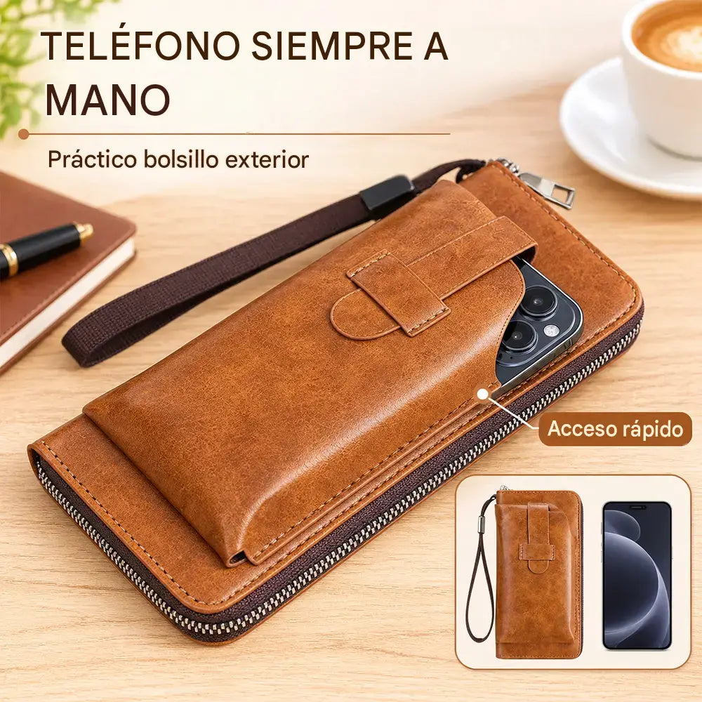 【50% de descuento】💼 Cartera multifuncional para hombre, hecha a mano en cuero auténtico – nuevo modelo