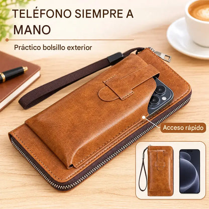 【50% de descuento】💼 Cartera multifuncional para hombre, hecha a mano en cuero auténtico – nuevo modelo