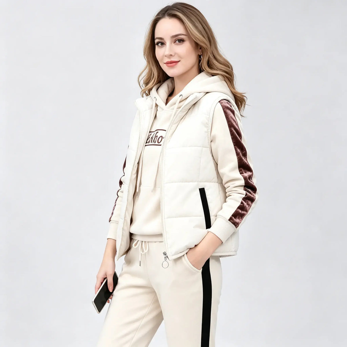 🔥🔥【Camiseta + Chaleco + Pantalones】Elegante conjunto de 3 piezas abrigado para otoño e invierno