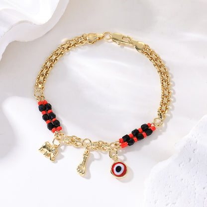 📿 VREMENSKI OGRANIČENA PONUDA 50% POPUSTA! 🌀 Boho narukvica s amuletima i sretnim slonom - simbolični privjesci, podesivi oblik, pozlata i 7 stilova ✨