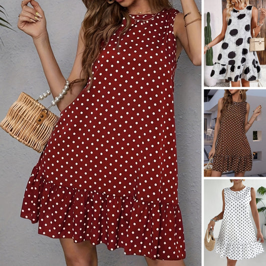 ✨[S-6XL]👗Nova haljina s volanima, haljina bez rukava s točkicama