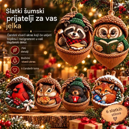 🎉【Kupi 6, dobij 6 gratis】 🎁Novi 2D akrilni božićni dizajn sa životinjama u obliku češera