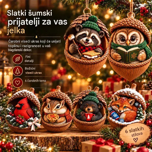 🎉【Kupi 6, dobij 6 gratis】 🎁Novi 2D akrilni božićni dizajn sa životinjama u obliku češera