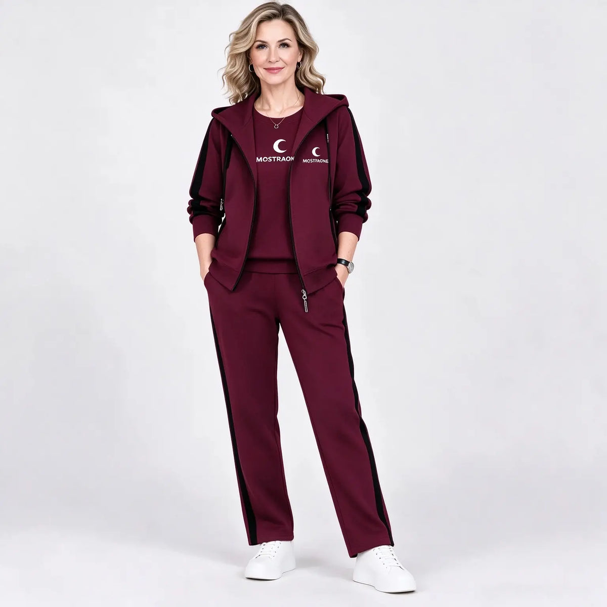 【M-4XL】Ženski set od 3 dijela 2026 - majica s kapuljačom, za jesen i zimu, široki, sportski, plus veličine, za mame