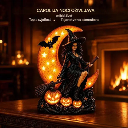 🎃🔮 Svjetiljka vještica i pun mjesec – Dekorativna gotička statua, idealan poklon 🌙 🎃