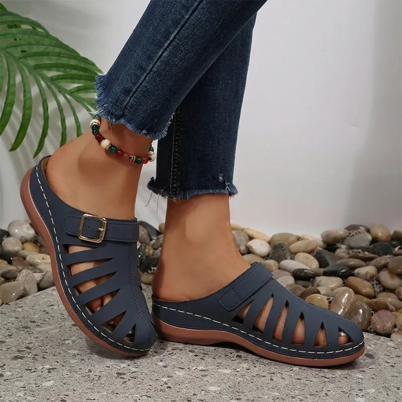 👡 Ljetne klompe od prave kravlje kože – izrezan dizajn s čičkom, anatomski potplat protiv umora, 5 boja, veličine 36-43! ☀️✨