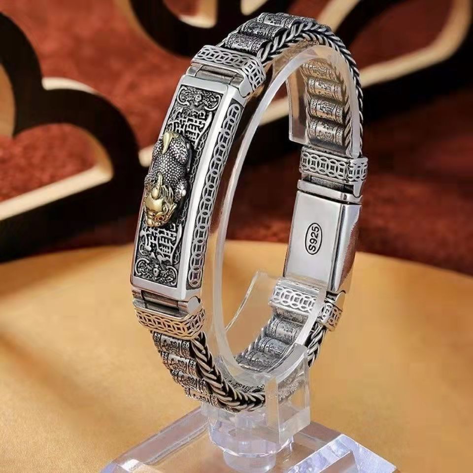 👑 Modă bărbătească | Brățară Pixiu din Argint 925 💎 Amuletă Norocoasă și Elegantă