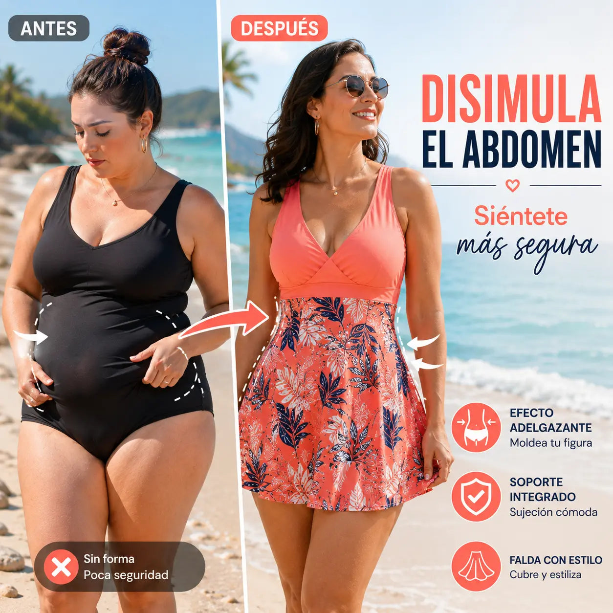 🏖️🌴【S-5XL】Conjunto de traje de baño estampado 2026 para vacaciones en la playa, elegante y que estiliza la figura.